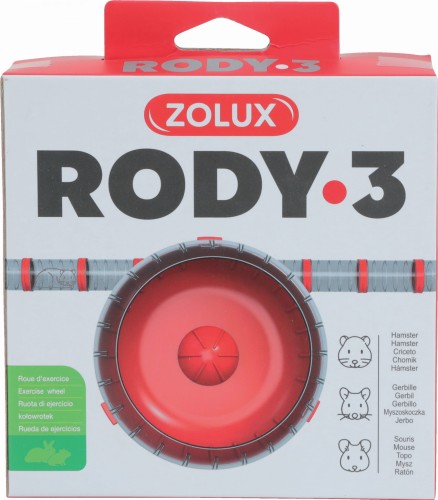 ZOLUX Cichy kołowrotek do klatki dla myszki, chomika RODY 3 kol. czerwony