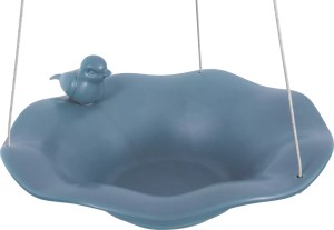 Zolux Poidło/basen ceramiczny z figurką do ogrodu dla ptaków szaroniebieski