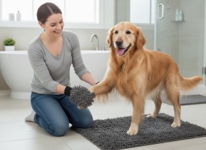 ZOLUX Dywan ręcznik dla psa z rękawicą mikrofibra do suszenia 120x80 szary