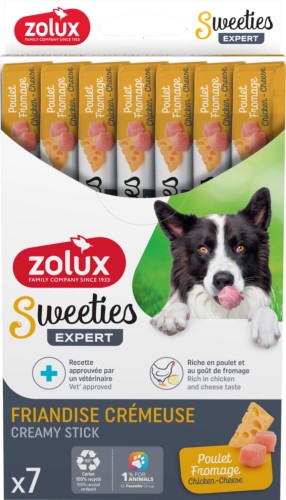 Zolux Przysmak kremowy dla psa SWEETIES z kurczakiem i serem 14g x7