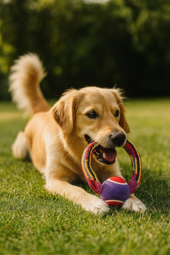 ZOLUX Zabawka sznurowa dla psa z piłką tenisową, koło 23 cm