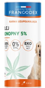 FRANCODEX PL Olej konopny CBD dla psów i kotów bez THC 5% 10 ml