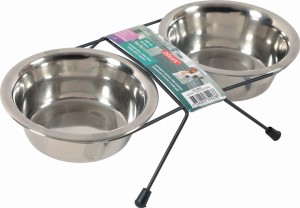 ZOLUX Miski dla psa i kota na stojaku metalowym INOX 2 szt. 350 ml