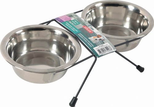 ZOLUX Miski dla psa i kota na stojaku metalowym INOX 2 szt. 350 ml