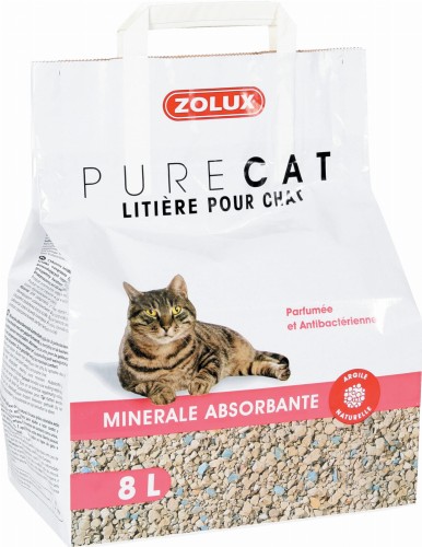 ZOLUX Żwirek dla kota mineralny pochłaniający perfumowany PURECAT 8 l