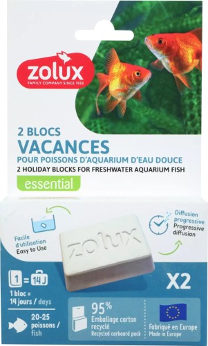 ZOLUX Pokarm wakacyjny dla ryb słodkowodnych, 14 dni nieobecności blok x 2