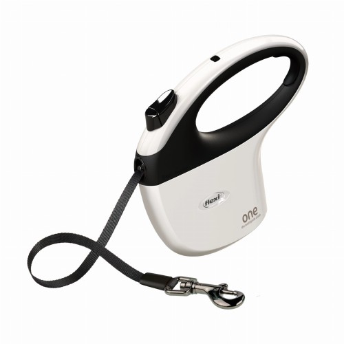 FLEXI Smycz automatyczna dla psa ONE taśma M, 5 m kol.biały