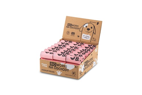 STARCHBAG Kompostowalne BIOworki na odchody 63 rolki x 15szt, kol. róż