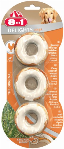 8IN1 Przysmak dla psa pierścienie Delights kurczak skóra wołowa 3 szt.