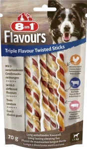 8IN1 Przysmak dla psa pałeczki Triple Flavour Twisted Sticks 10 szt.