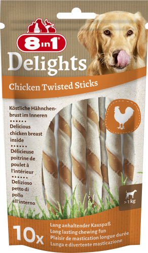 8IN1 Przysmak dla psa skręcane pałeczki o smaku kurczaka Delights 10 szt.
