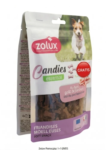ZOLUX Miękkie przysmaki treningowe dla psa CANDIES mini kostki szynka 150g