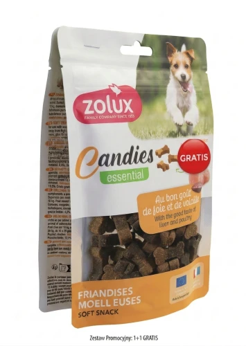 ZOLUX Miękkie przysmaki treningowe dla psa CANDIES mini kostki 150g +GRATIS