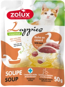 ZOLUX Przysmak dla kota Lappies zupa z kaczką 50G - nawodnienie i witaminy