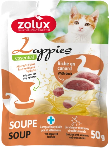 ZOLUX Przysmak dla kota Lappies zupa z kaczką 50G - nawodnienie i witaminy