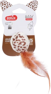 ZOLUX Zabawka dla kota piłka z piórkami WILD mokka 4cm dzwonek kocimiętka