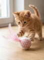 ZOLUX Zabawka dla kota piłka z piórkami DOTIE różowa 4cm