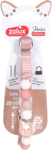 Obroża dla kota ZOLUX PERLES 20-30cm różowa z zawieszką