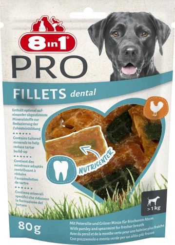8in1 PRZYSMAK PRO FILLETS DENTAL 80G karma dla psa higiena jamy ustnej