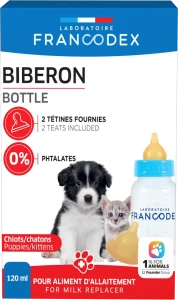 Butelka do karmienia szczeniąt i kociąt 120 ml + 2 smoczki Francodex